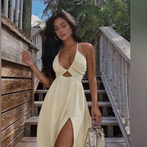 Commense Cream Backless Dress